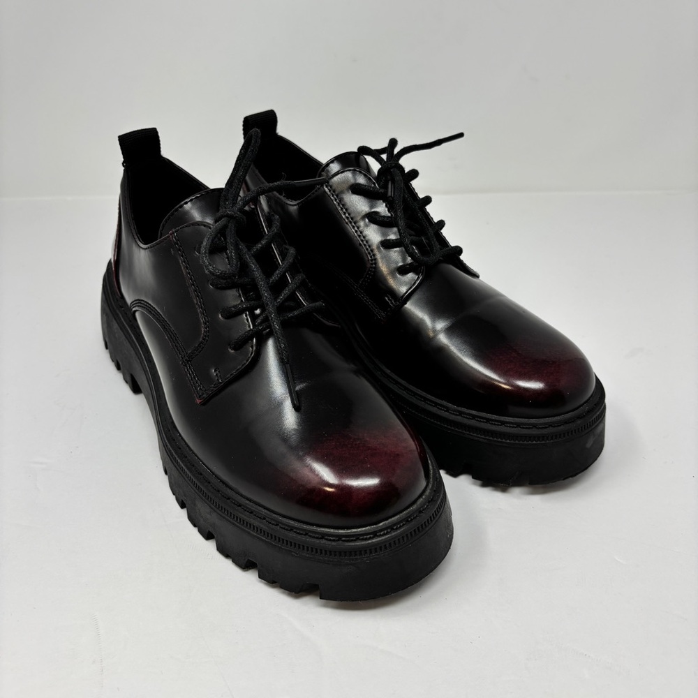 NWOT SEASIDE Woman Oxblood Chunky Lug Sole Derby Shoes Size 37 | US 6.5
